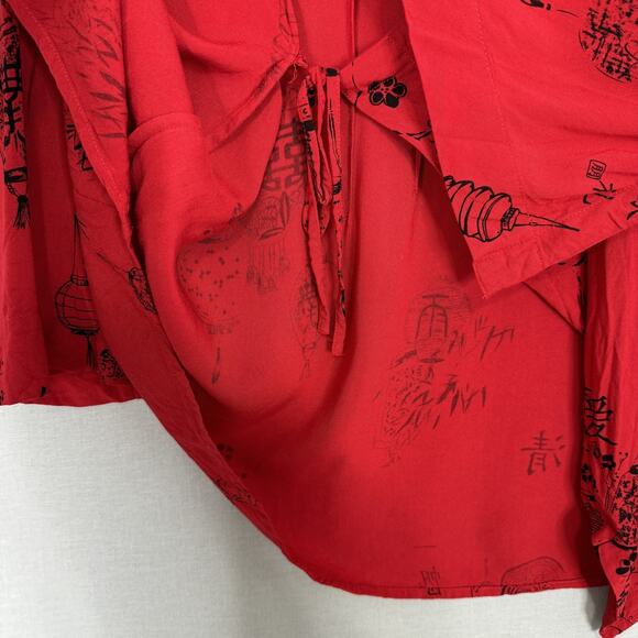 Soft Surroundings Shirt Womens 2X Red Pagoda Lantern Tunic Top Oriental Asian - Picture 6 of 14